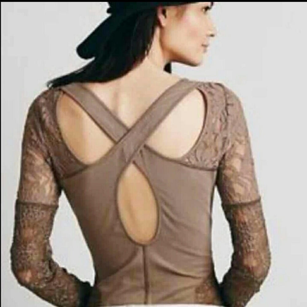 Free people Sweet Thang brown lace top size xs
